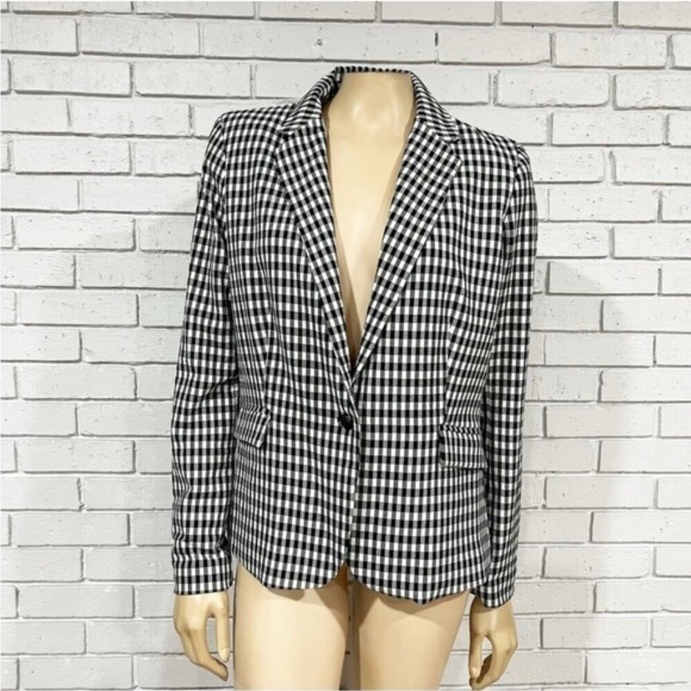 Maison d'Amelie Black White Gingham Check Blazer - Size L